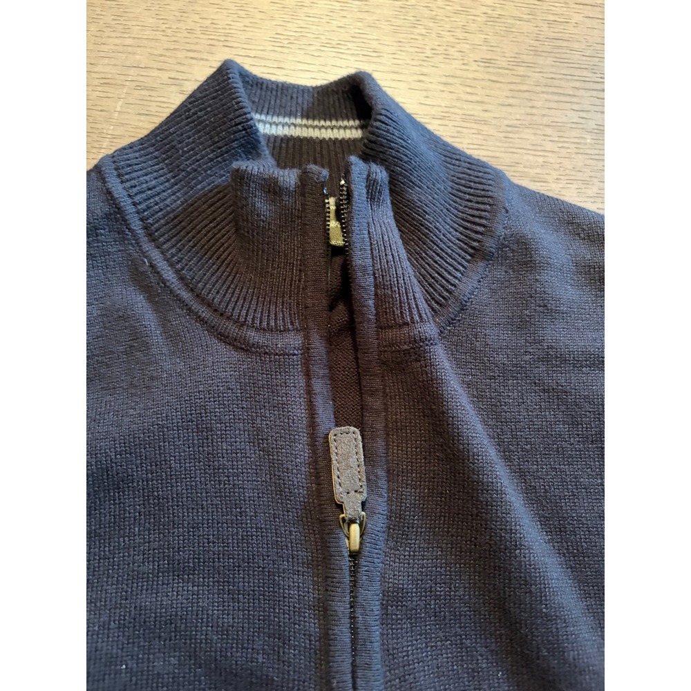 Eddie Bauer Mens Navy Blue Cotton Cashmere Quarter Zip Sweater Large Mock Neck - Picture 7 of 10